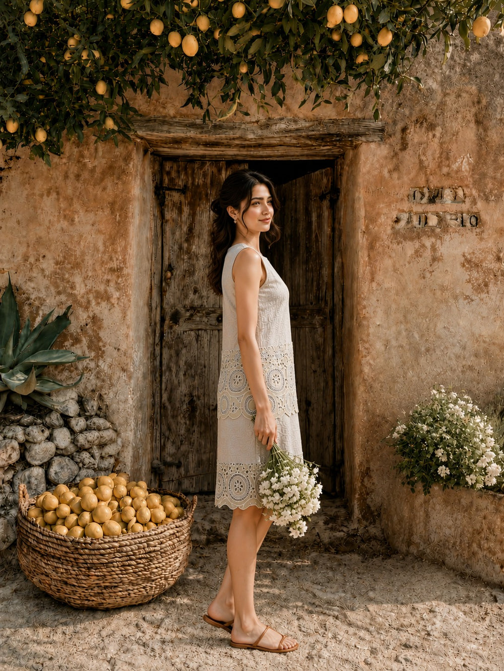 floral lace long sleeve dress self-portrait - Brown Floral Lace Maxi Dress