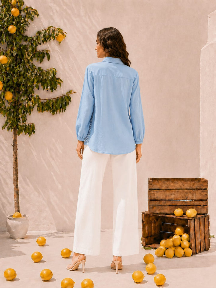 Cameron Cutwork Shirt - Blue
