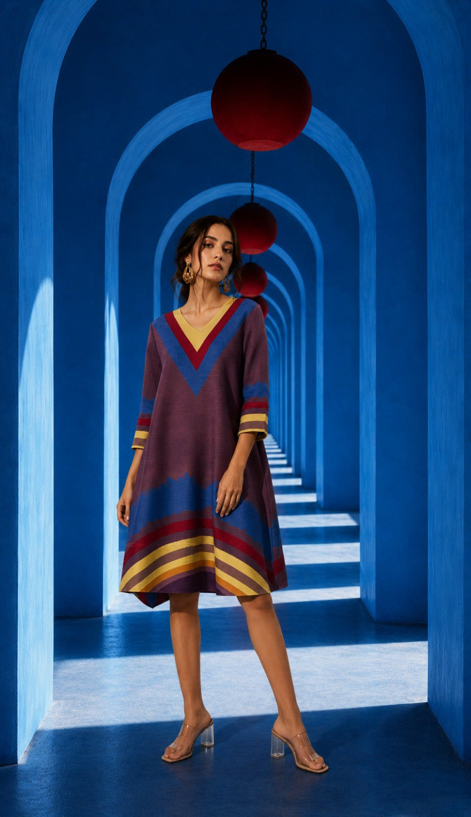 Alissa Abstract Dress - Purple Wave