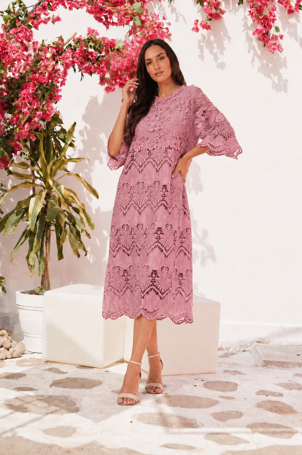 Myra Mesh Cassia Pearl Dress - Peach