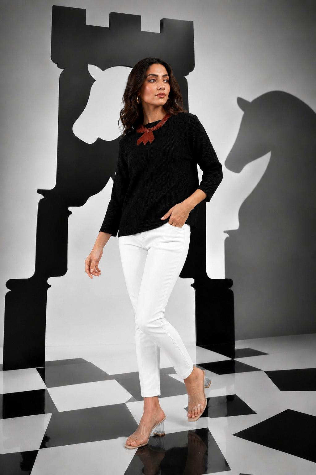 Accordian Pleated Top - Black