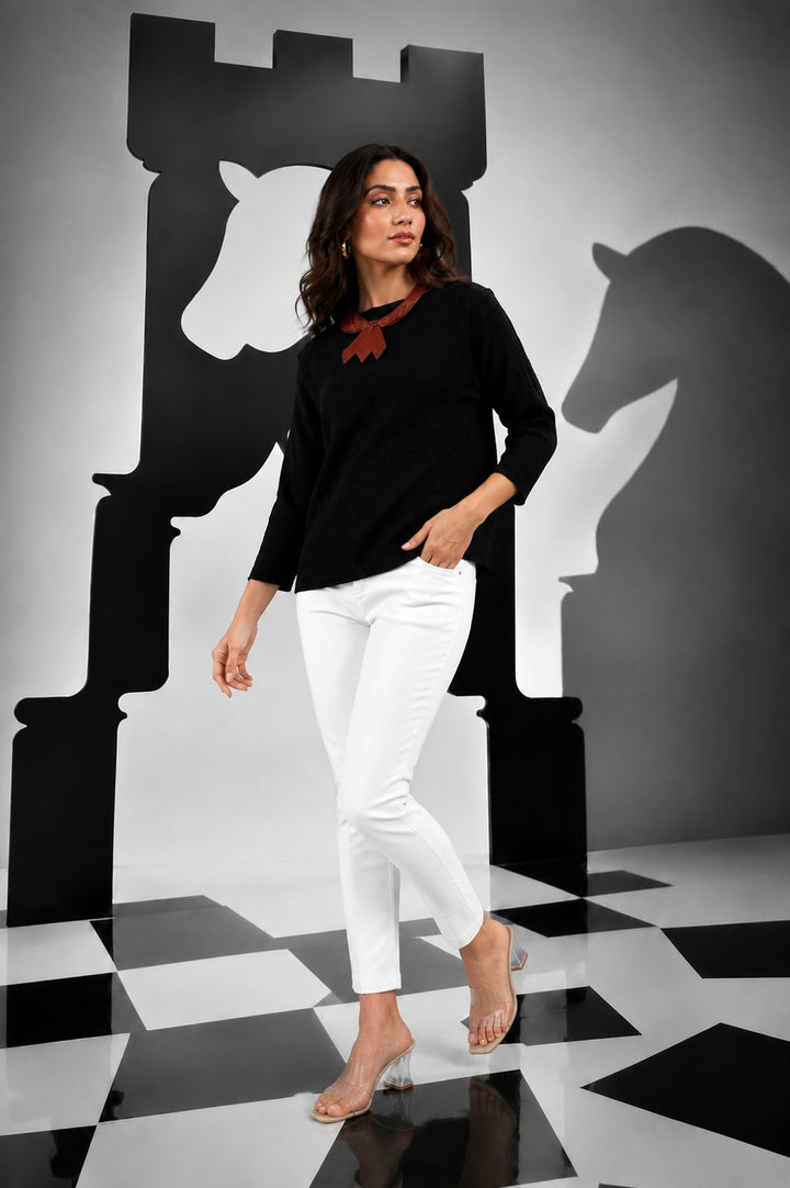 Accordian Pleated Top - Black