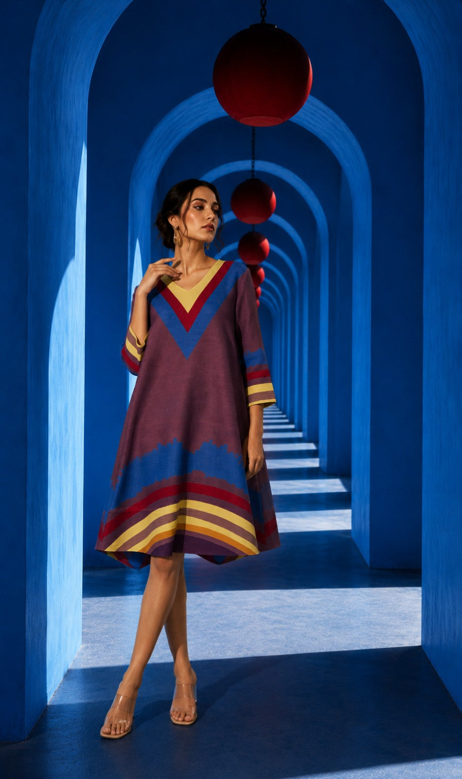 Alissa Abstract Dress - Purple Wave