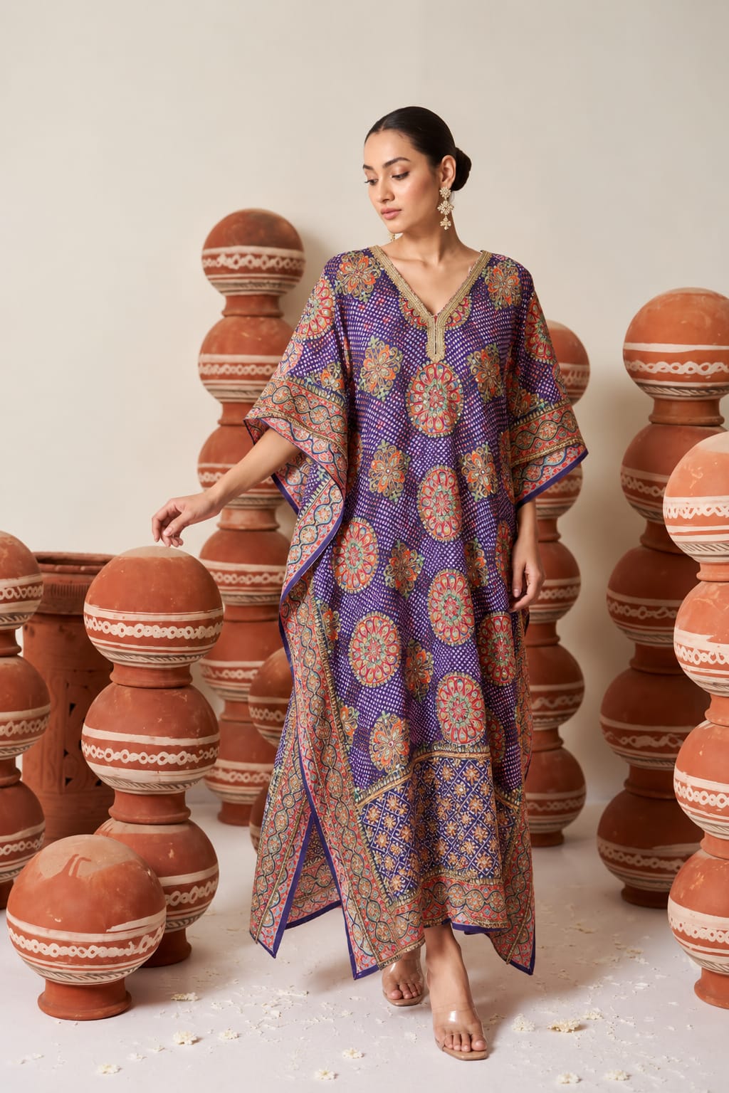Elizey Bandhani Kaftan - Purple