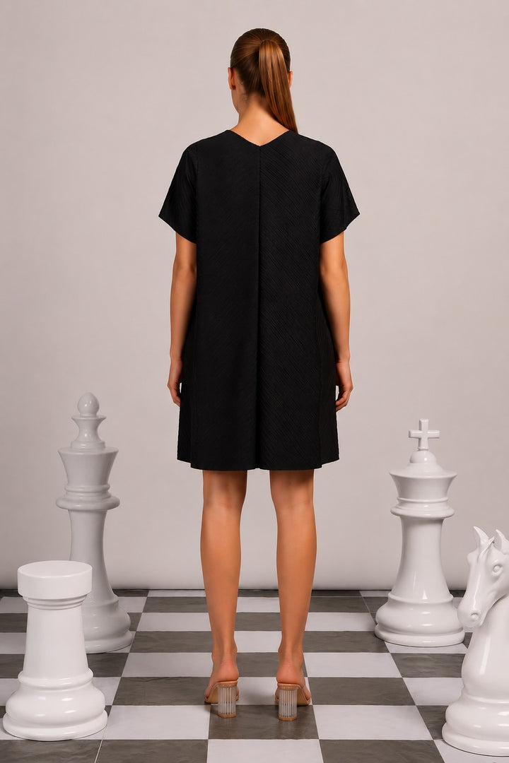 RIANNA RUFFLE MINI DRESS - BLACK