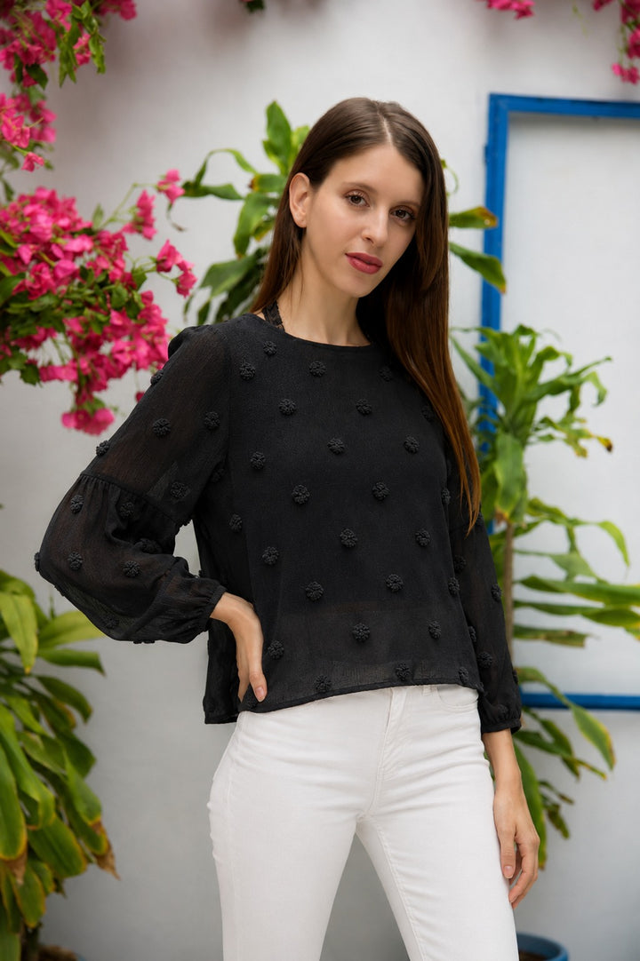 Pom-Pom Top - Black