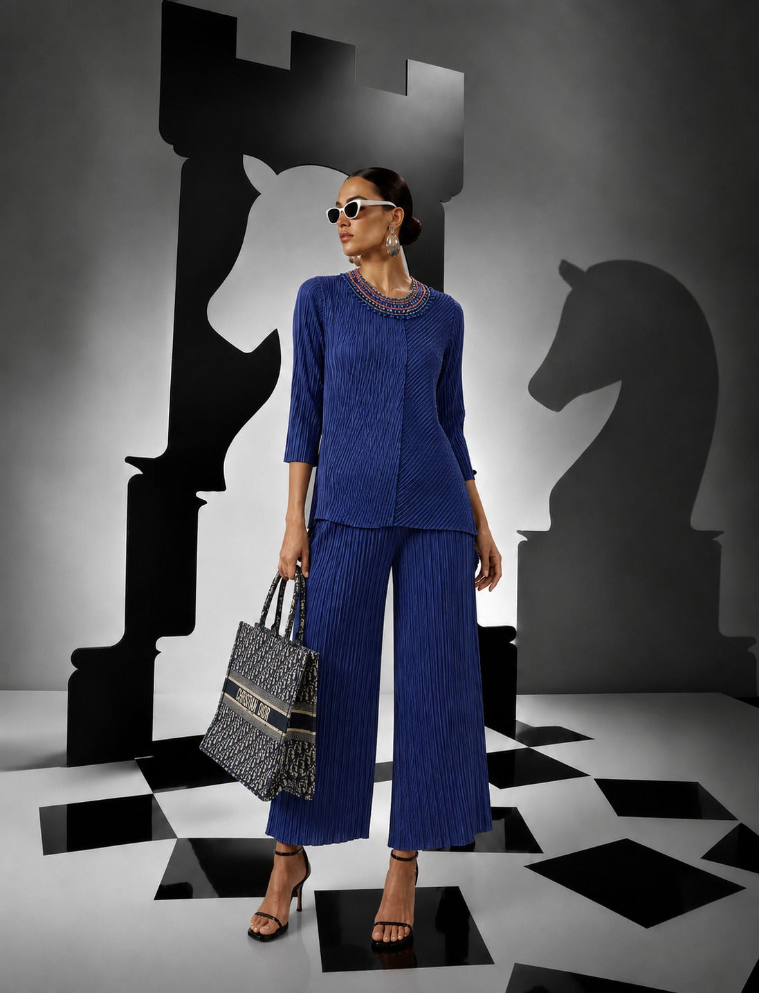 Blair Pleated Co-ord Set - Blue