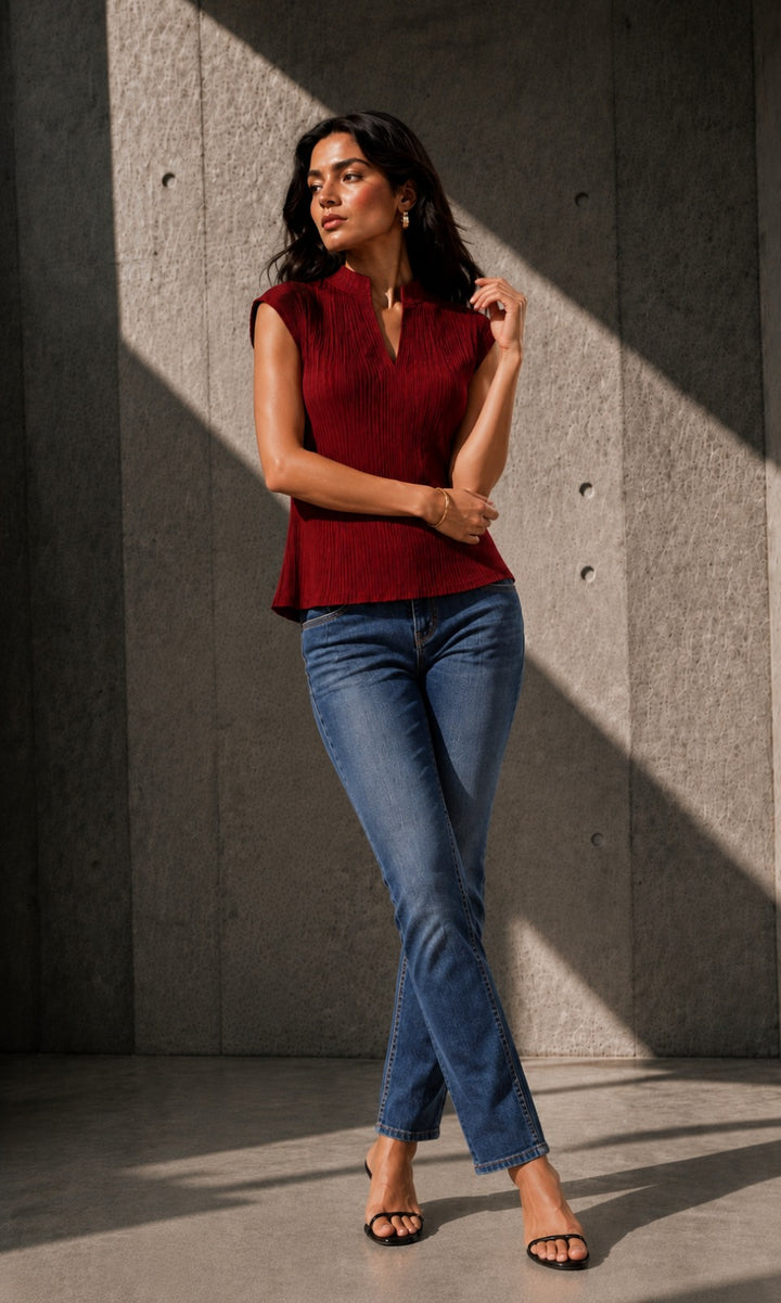 PLEATED TOP -RED