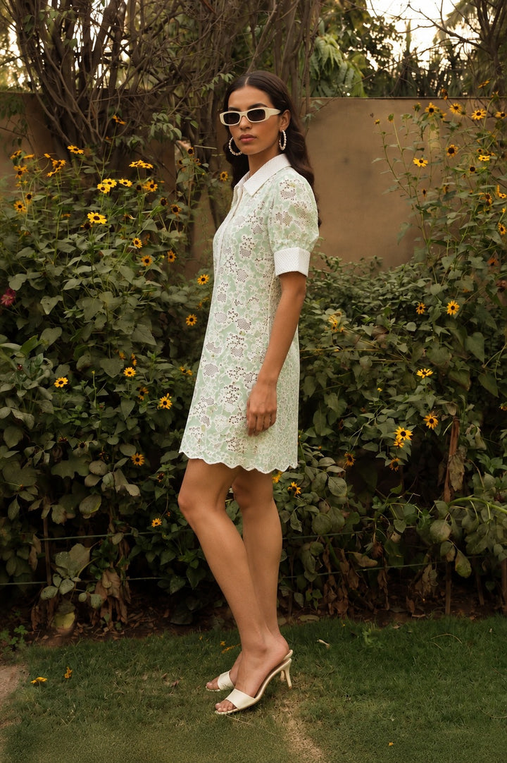Celia Crotchet Dress - Sage Green