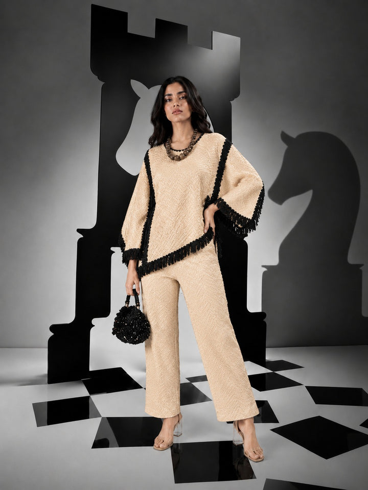 Elle Essential Pleated Fringe Set - Beige