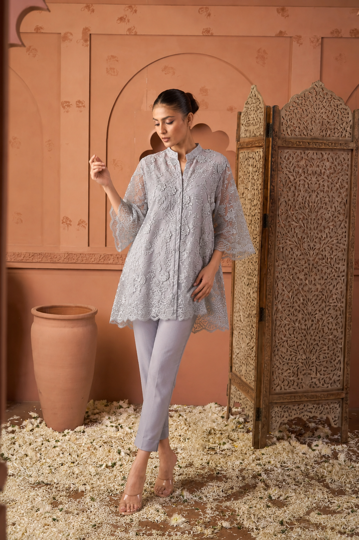 Seraphic Sequins Tunic Co-ordinated with Pants- Grey