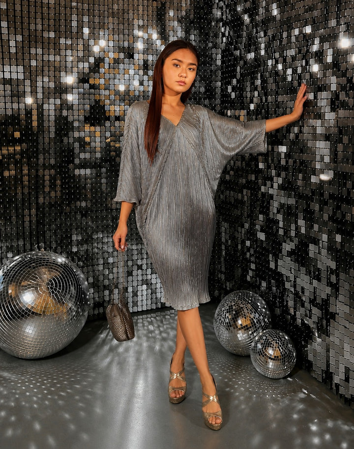 Paris Charm Dress- Metallic Grey