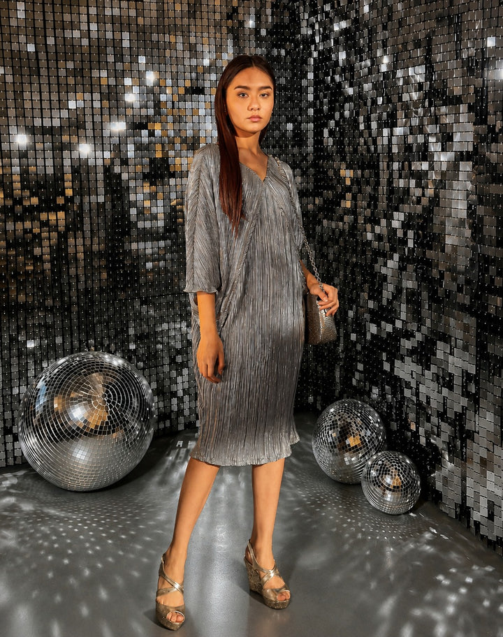 Paris Charm Dress- Metallic Grey