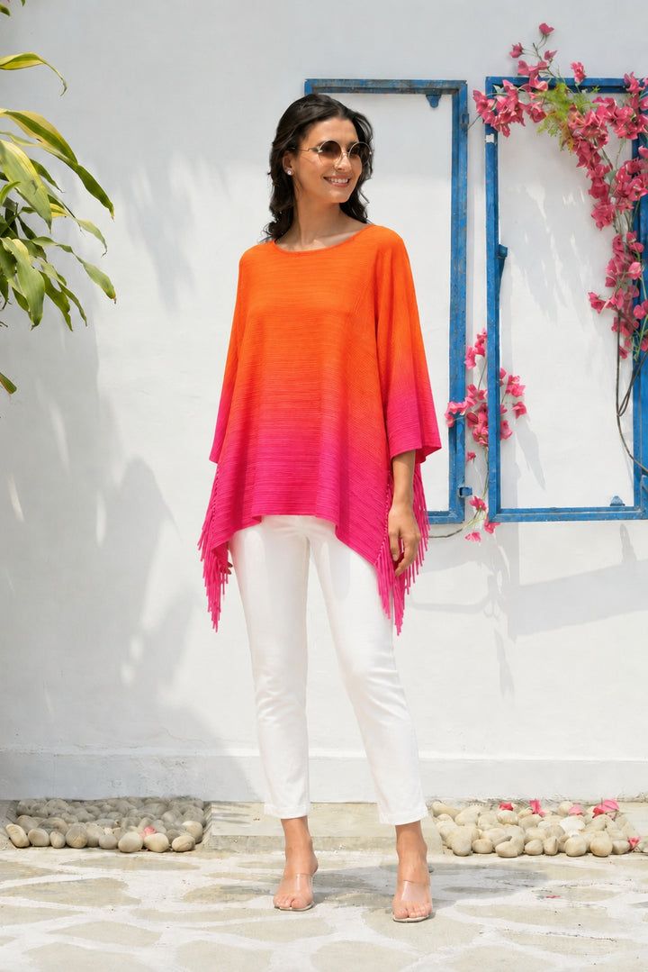 Chic Fringe Ombre Top - Rose