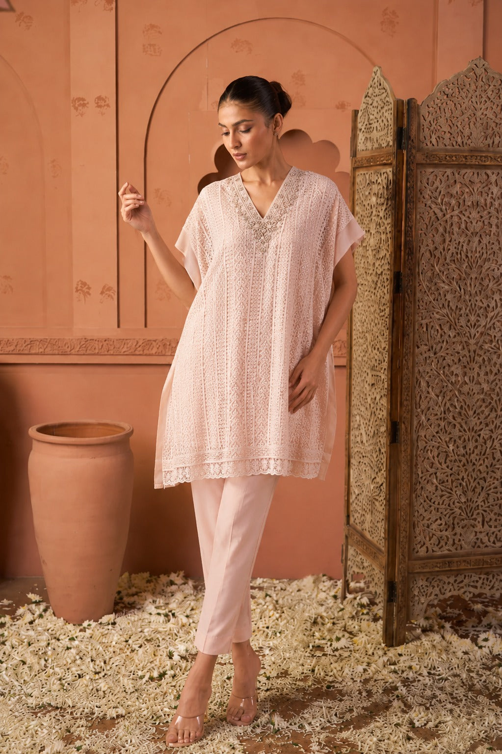 Chicken kaftan set - Peach