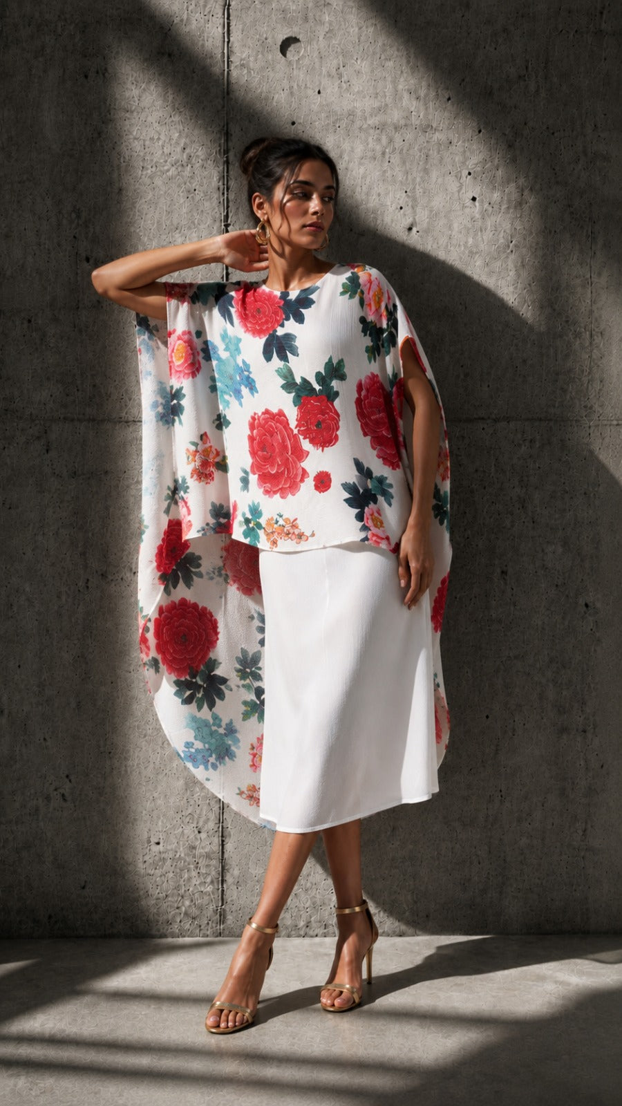 Freya Flowerit Cape Dress - White