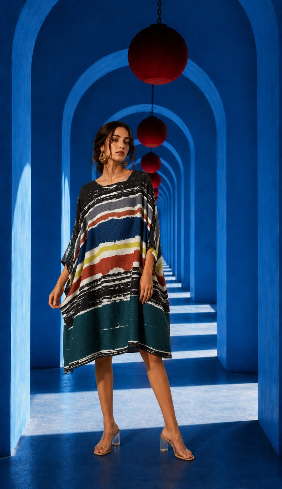 Efflorescence Stripe Dress - Azure
