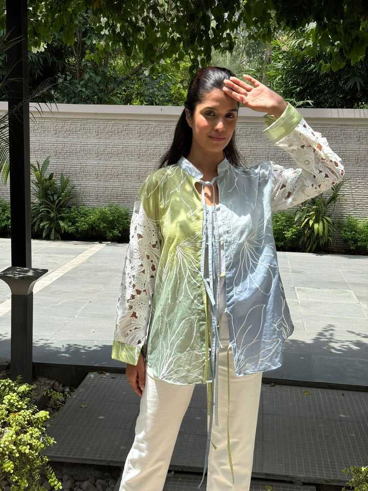 Elahe Ombre Lace Shirt - Green