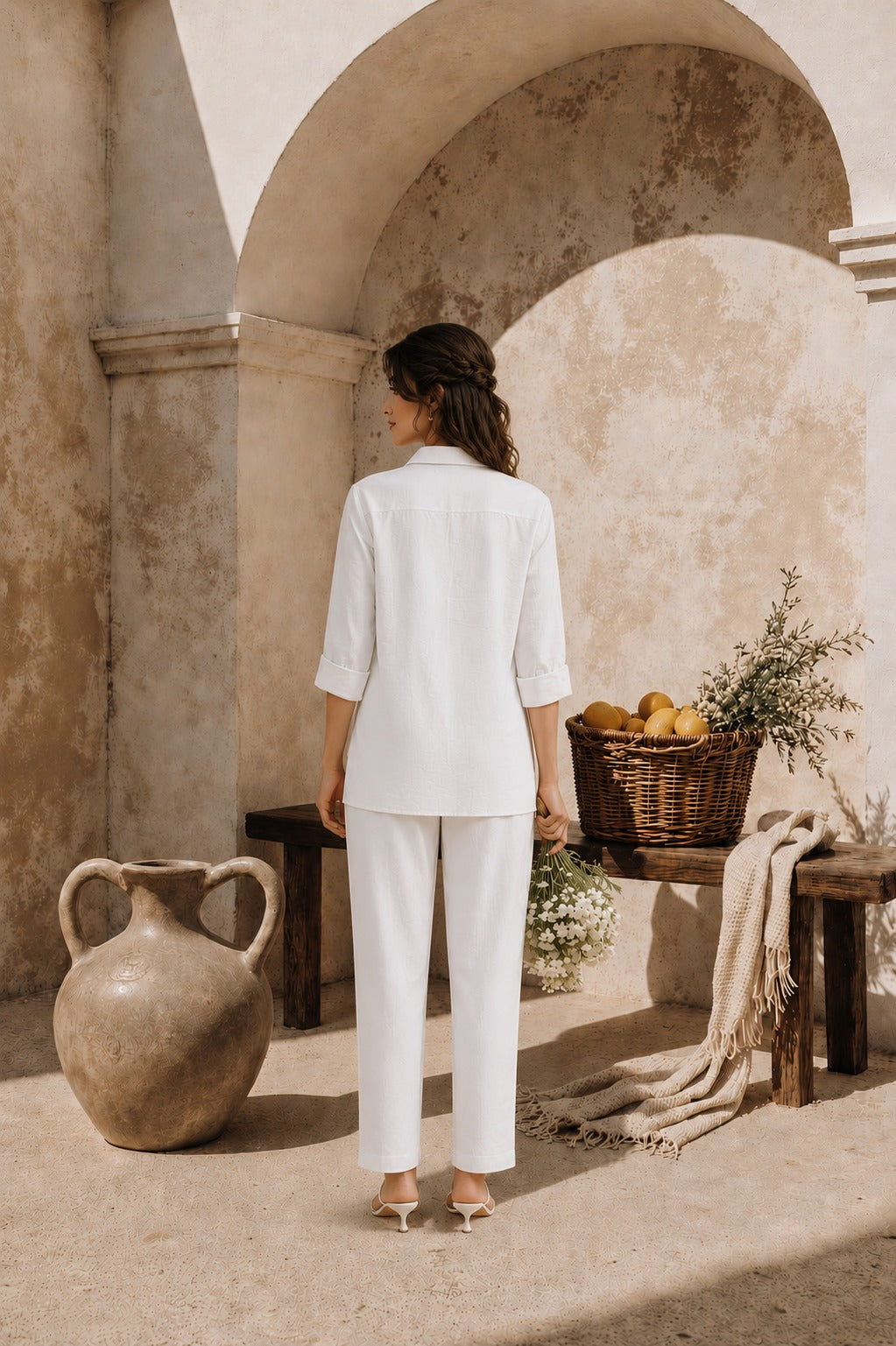 Rowan Slant Shirt - Ivory & Beige