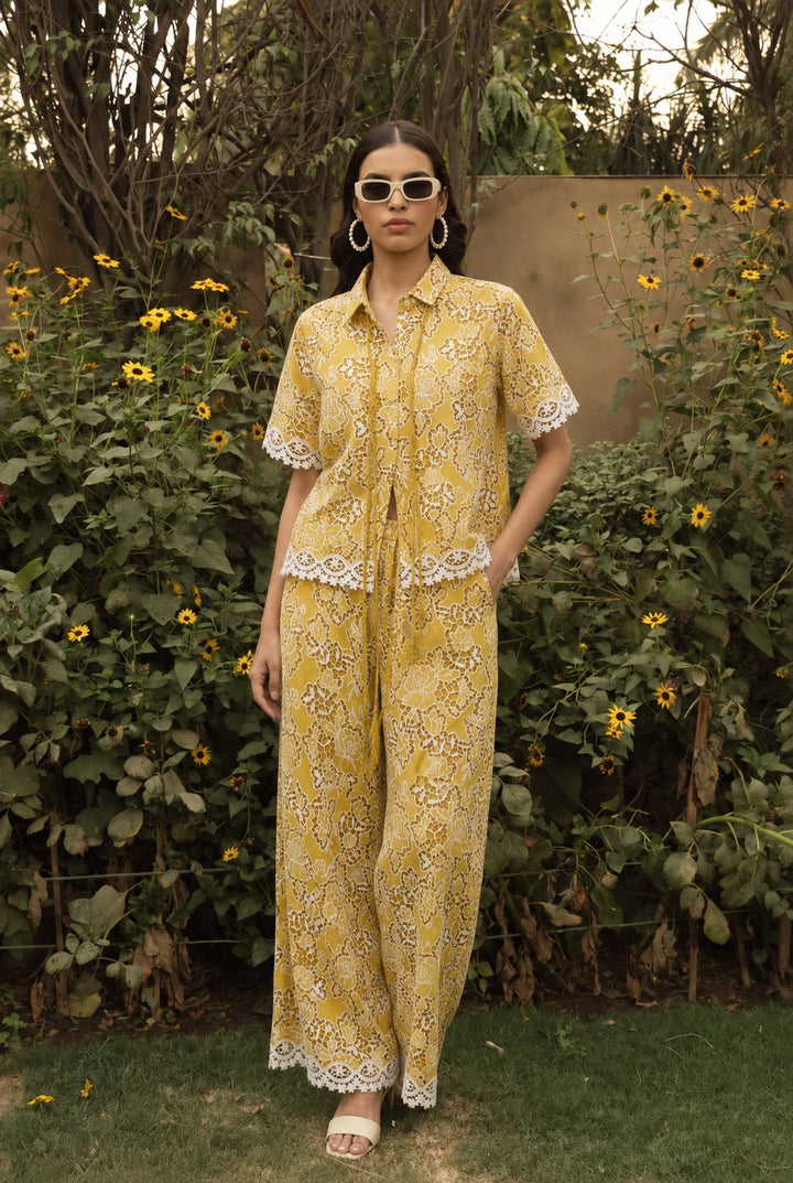 Celia Shirt Coord Set - Yellow