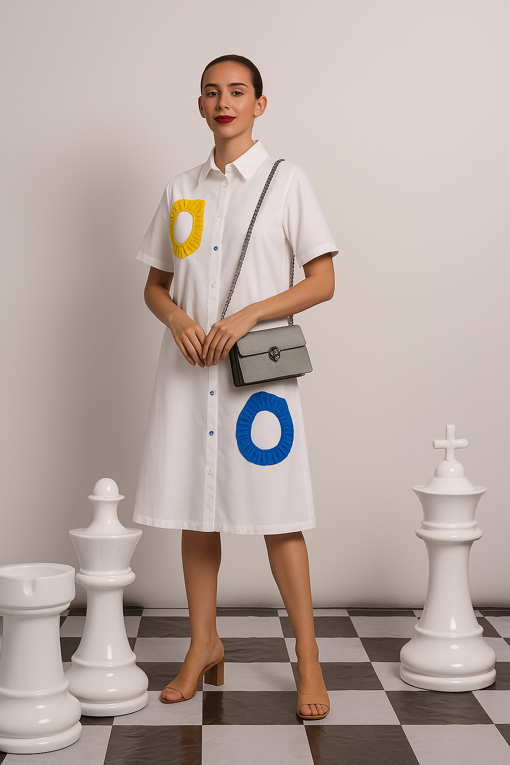 Cameron Cotton Laser Floral Shirt Dress - White