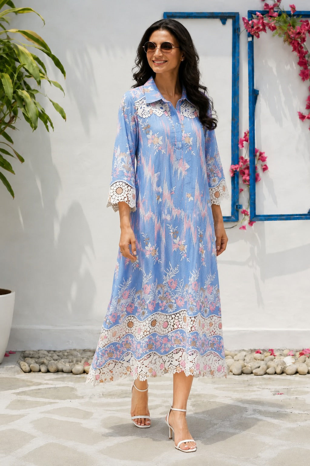 MYRA MESH FLORAL LACE DRESS