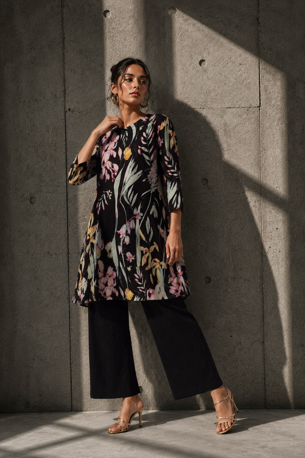 Laylon Lillies Floral Tunic Set - Black
