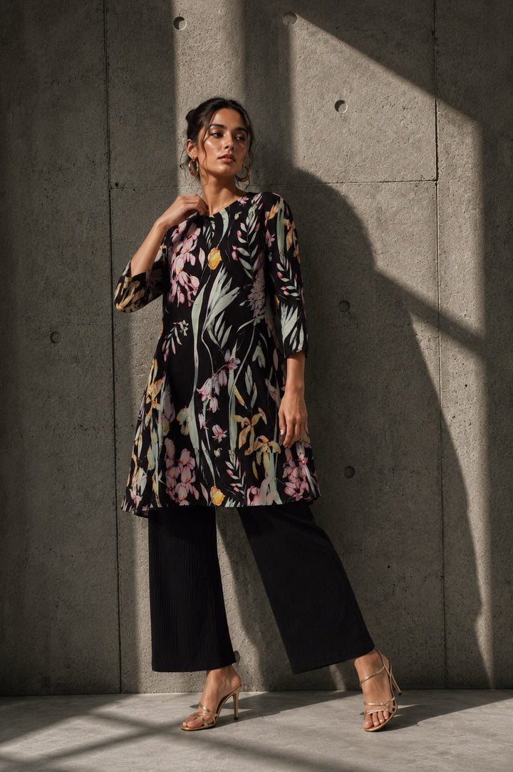 Laylon Lillies Floral Tunic Set - Black