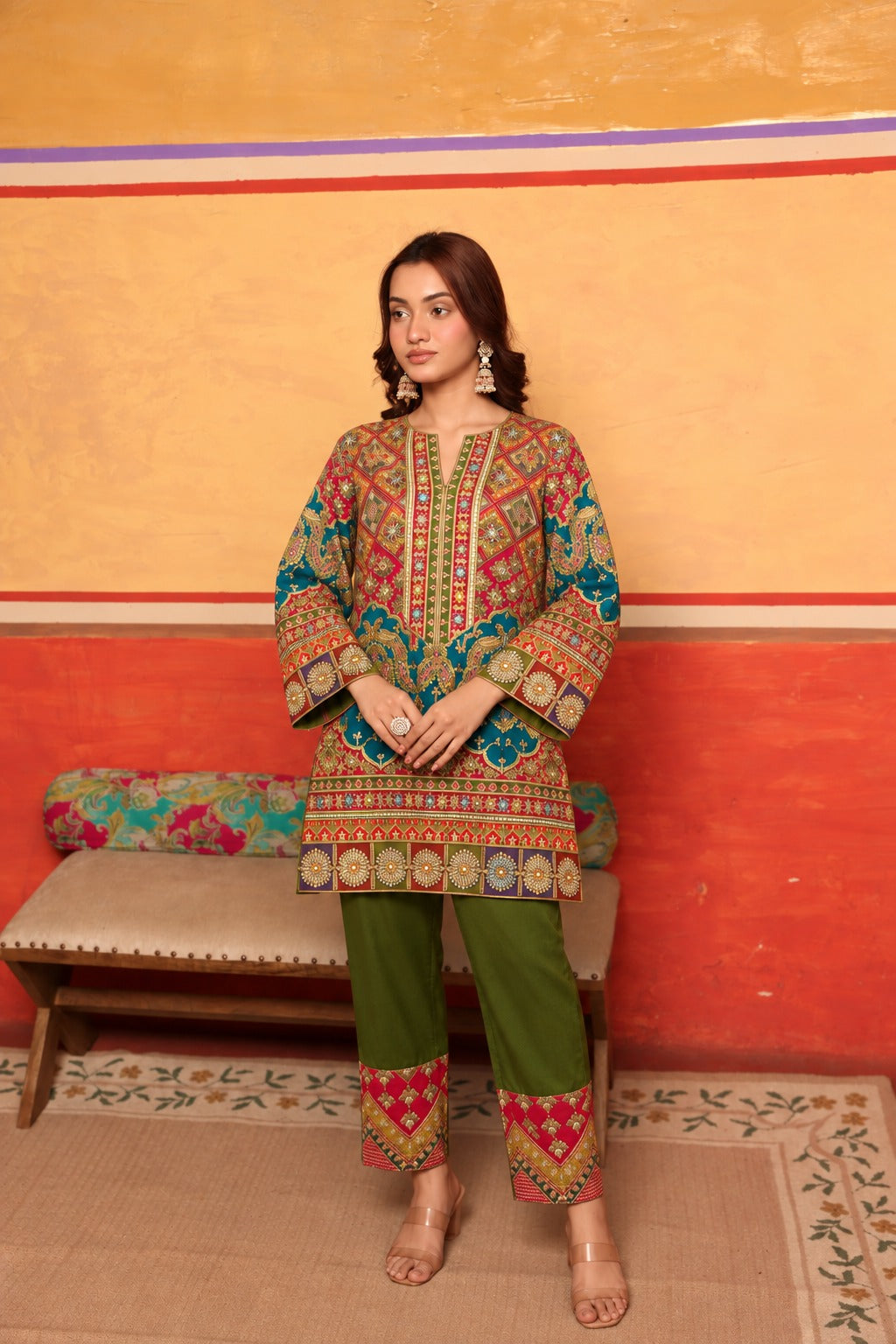 Elizey Buta Coordinated Kurta Set - Light Green