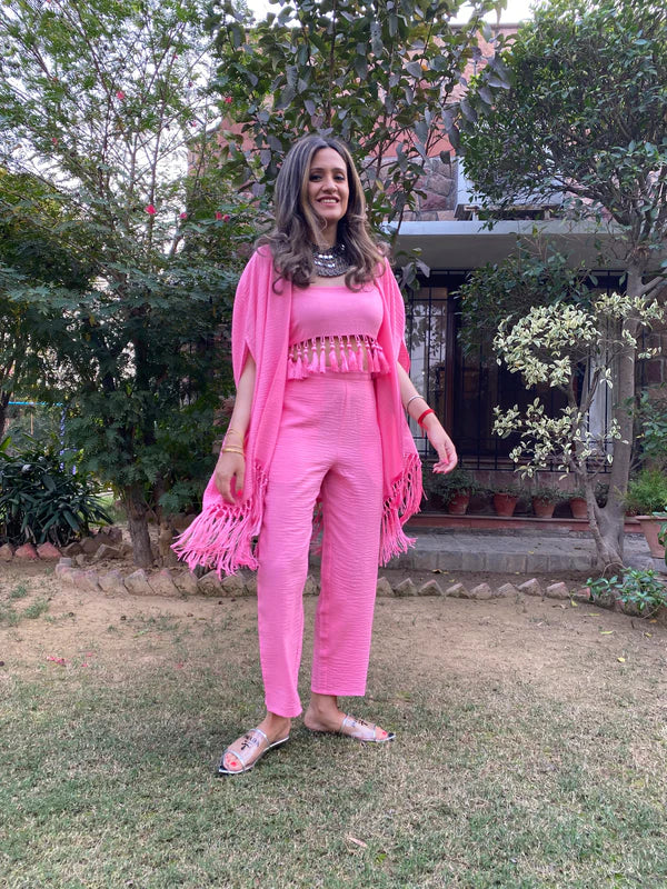 Pink 3 pc Tassel Set