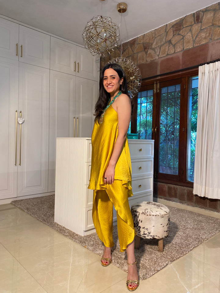 Festive Set With Attached Dupatta - Yellow