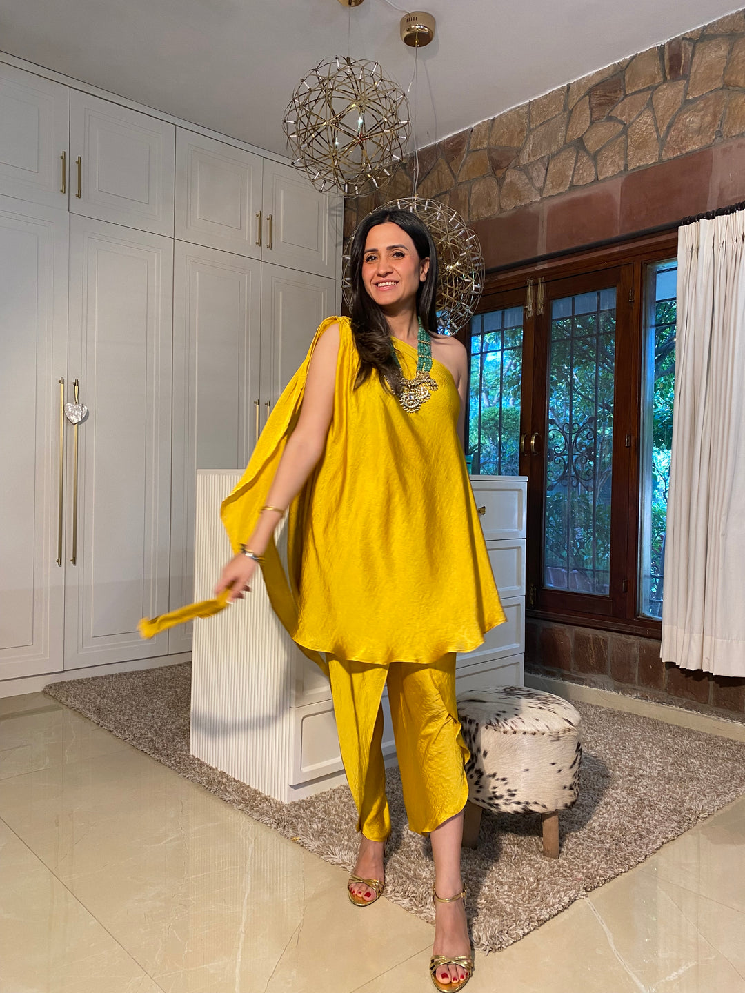 Festive Set With Attached Dupatta - Yellow