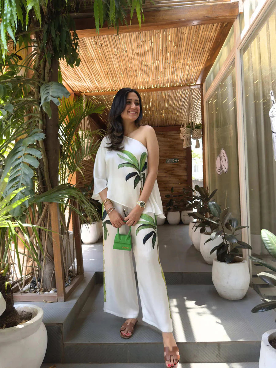 Exclusive print one shoulder set