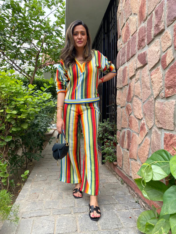 Mitali Wadhawa Multi stripe coord set
