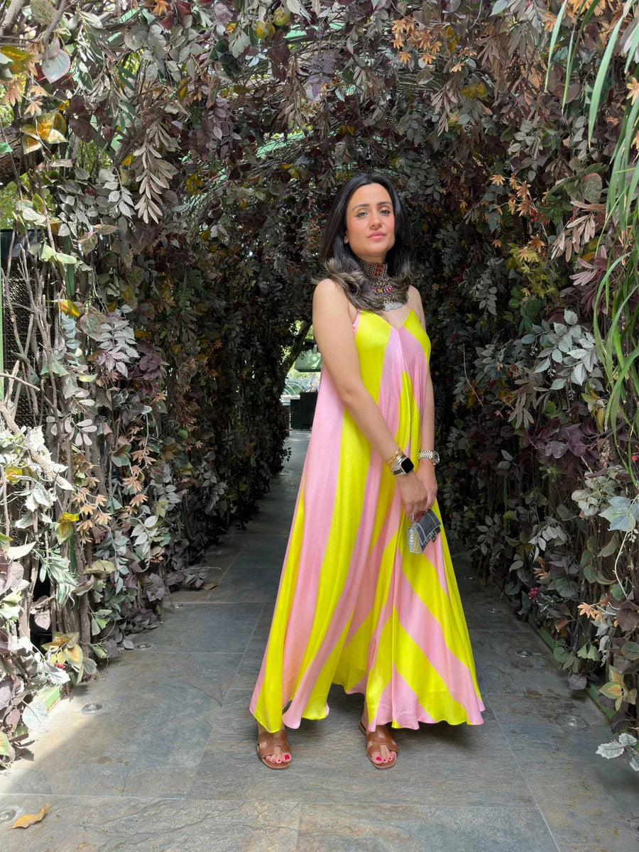 Yellow & Pink stripe maxi