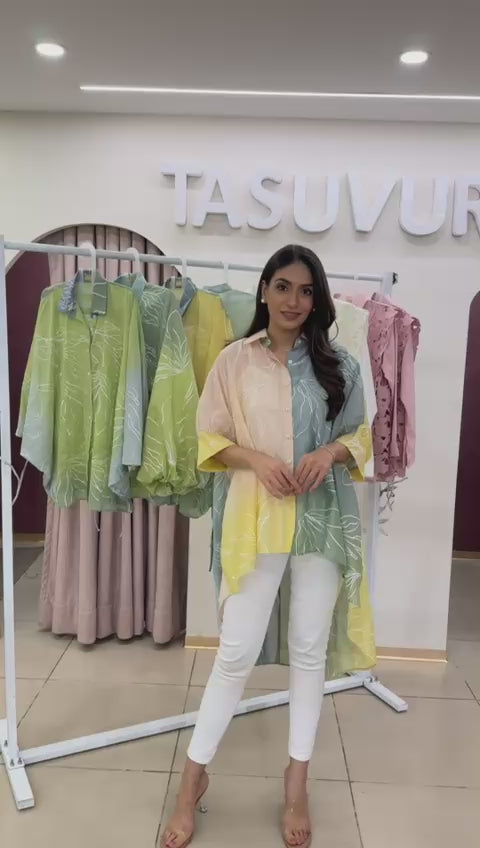 Elahe Ombre Lace Shirt - Peach