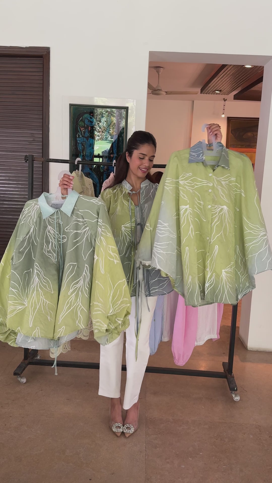 Elahe Ombre Lace Shirt - Green