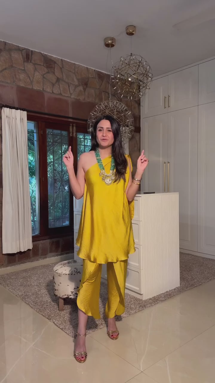 Festive Set With Attached Dupatta - Yellow