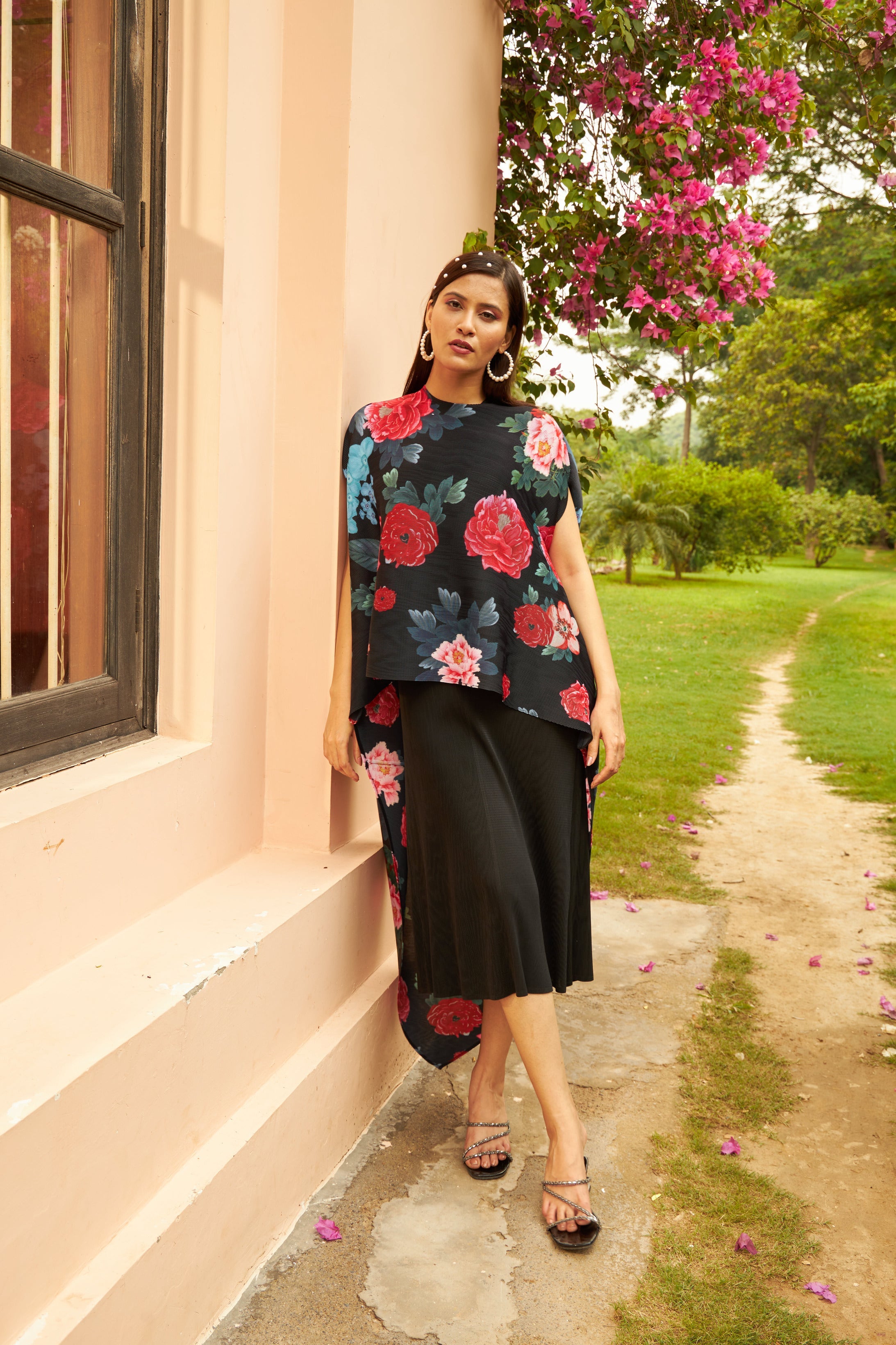 Freya Flowerit Cape Dress - Black