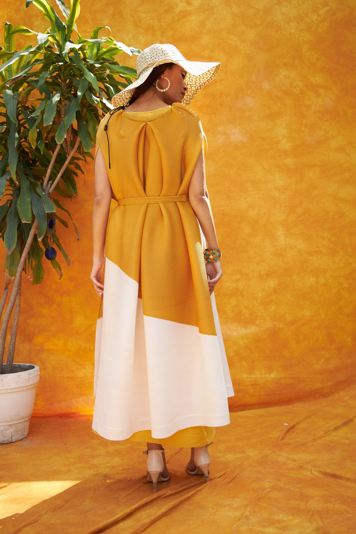 Finella Colorblock Halter Neck Maxi Dress- Yellow