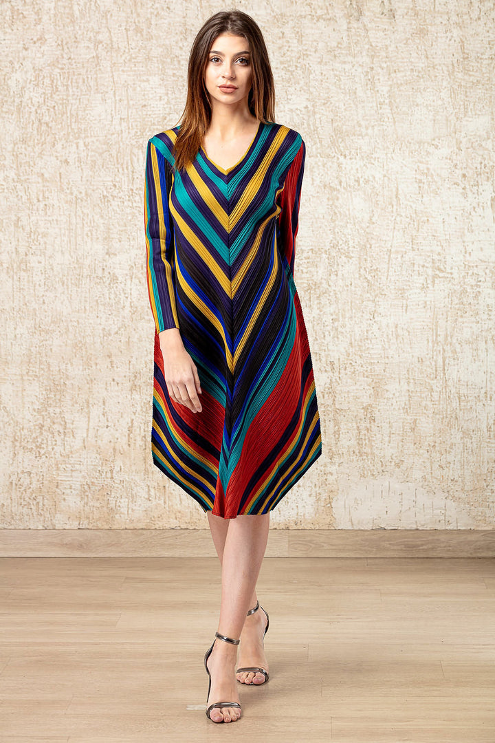 Colour Me Up Striped Dress - Rust & Ochre