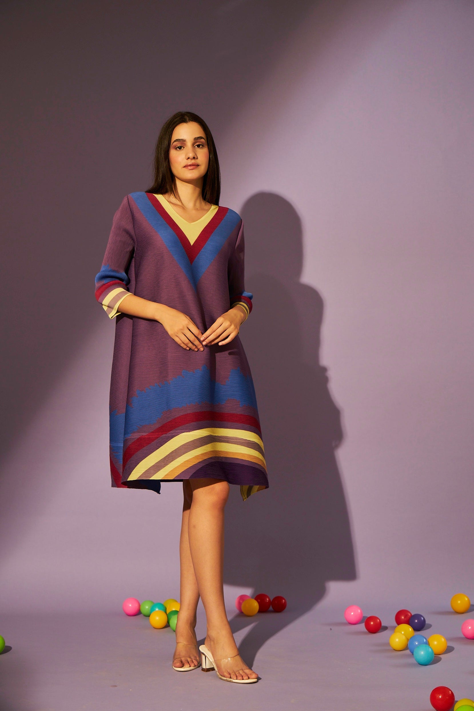 Alissa Abstract Dress - Purple Wave