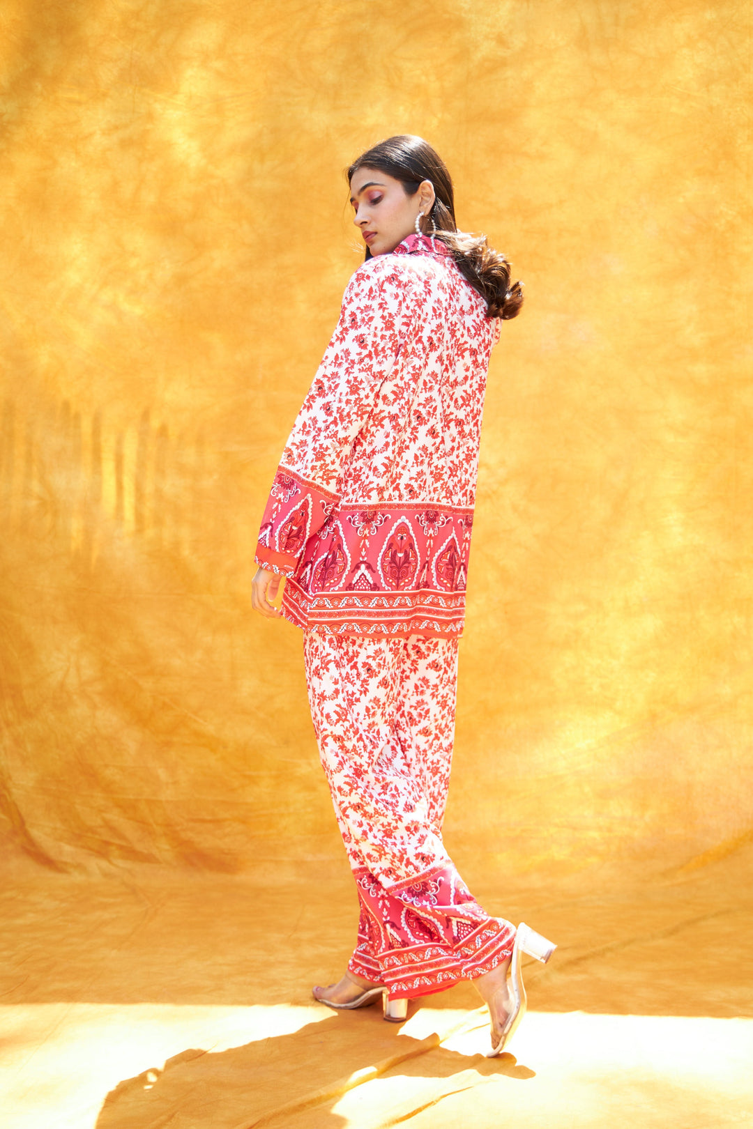 Bohemian Floral Printed Co-ord Set - Red