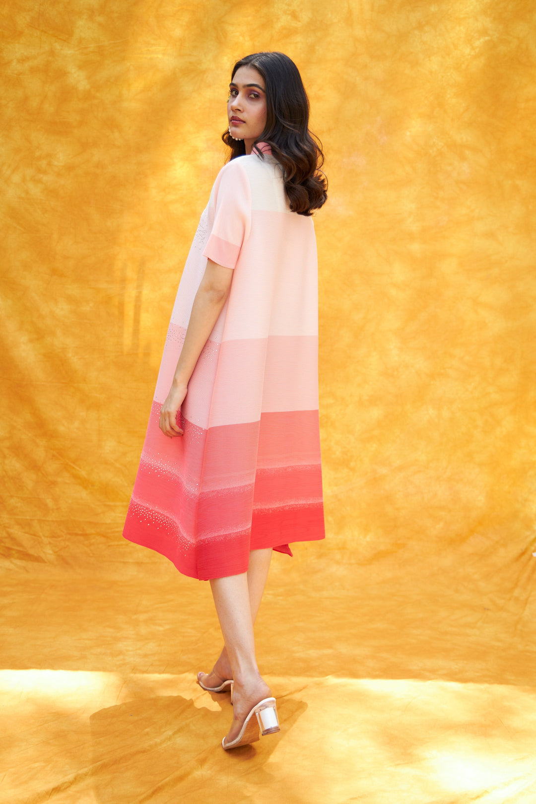 Cassie Crystal Midi Dress - Pink