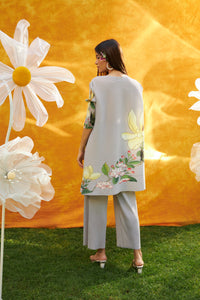 Fayola Floral Potli Tunic Set - Grey