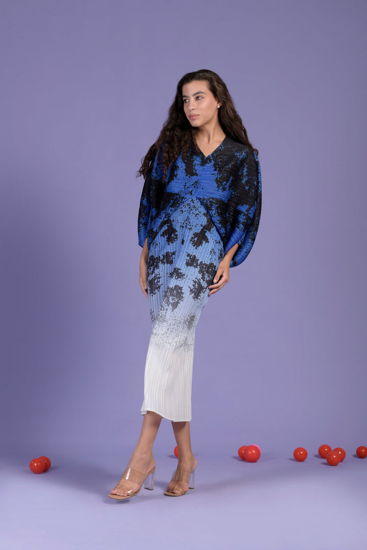 Kimono Kitsch Gradient Dress - Splash Blue