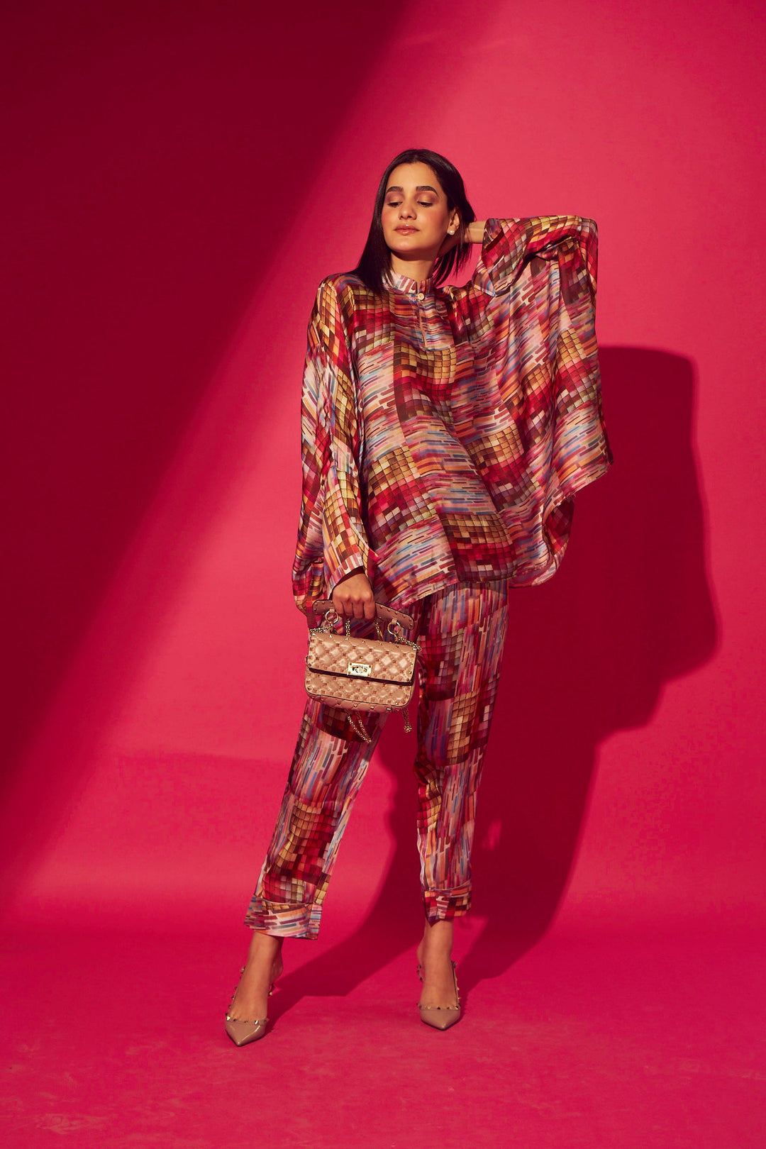 Kylie Kaftan Co-ord Set - Lavender Red