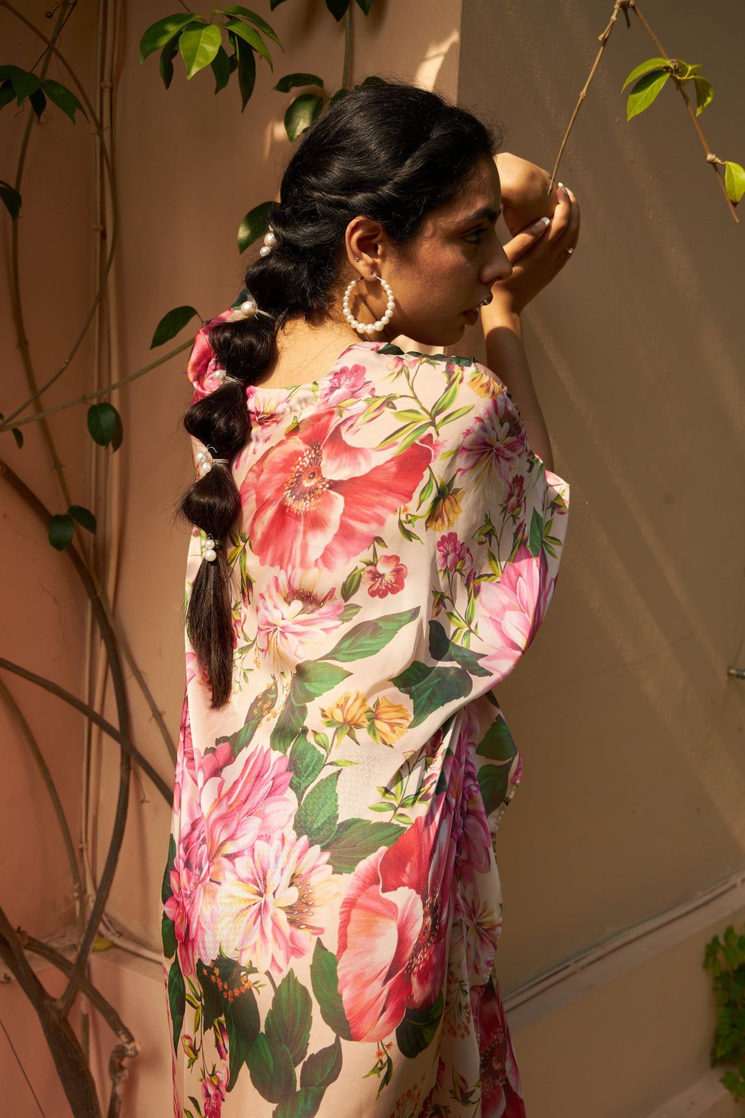 Floral Fantasy Cinched-in Kaftan Dress - Pink Magic