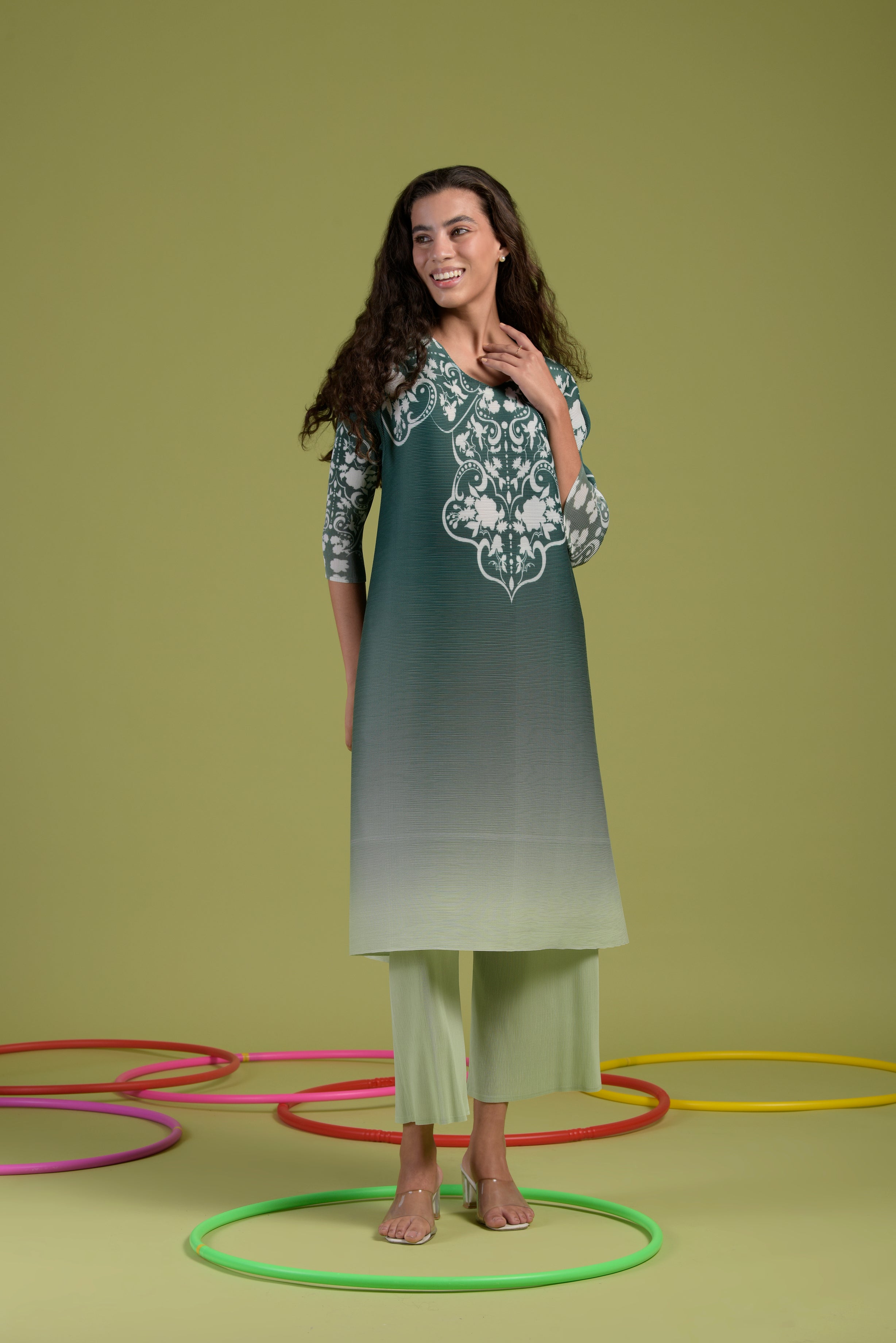 Payton Ombre Pleated set - Green