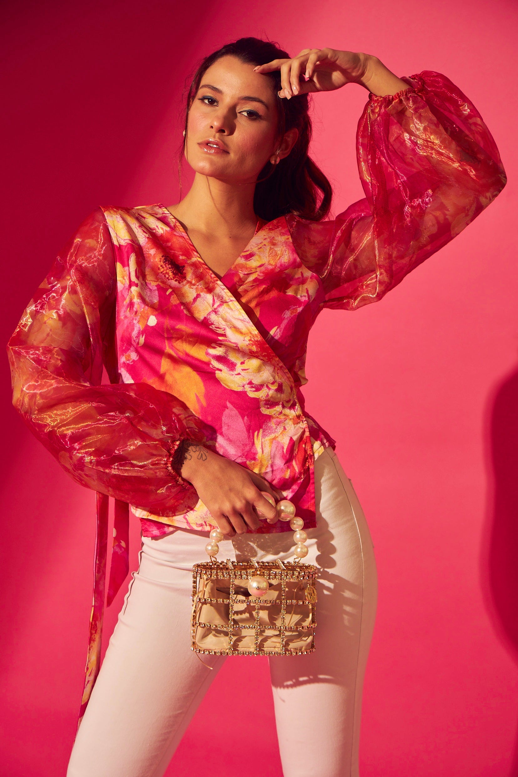 Waverley Wrap Around Peasant Top - Pink